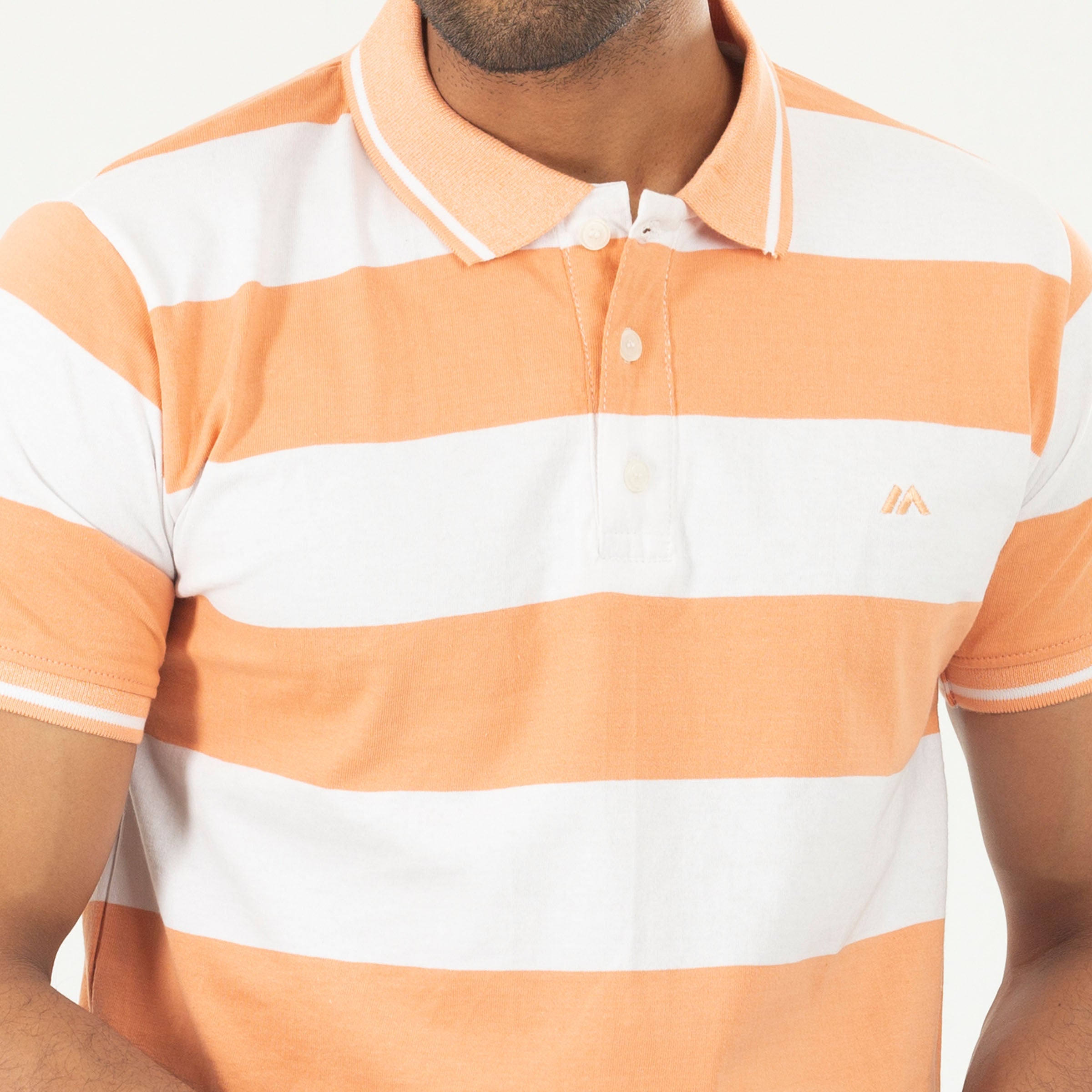 Stripe Polo Shirt- Orange & White