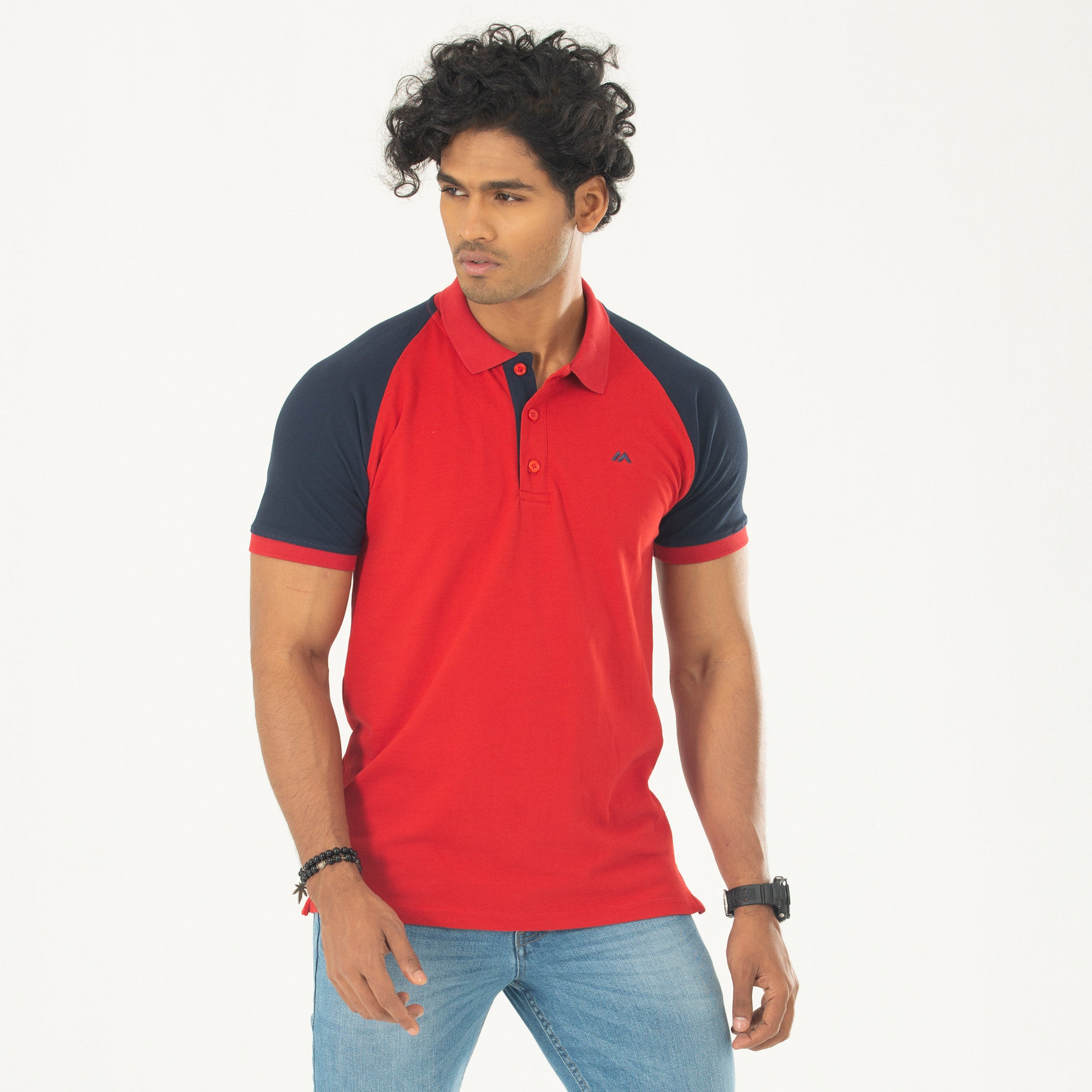 Raglan Polo shirt-Red