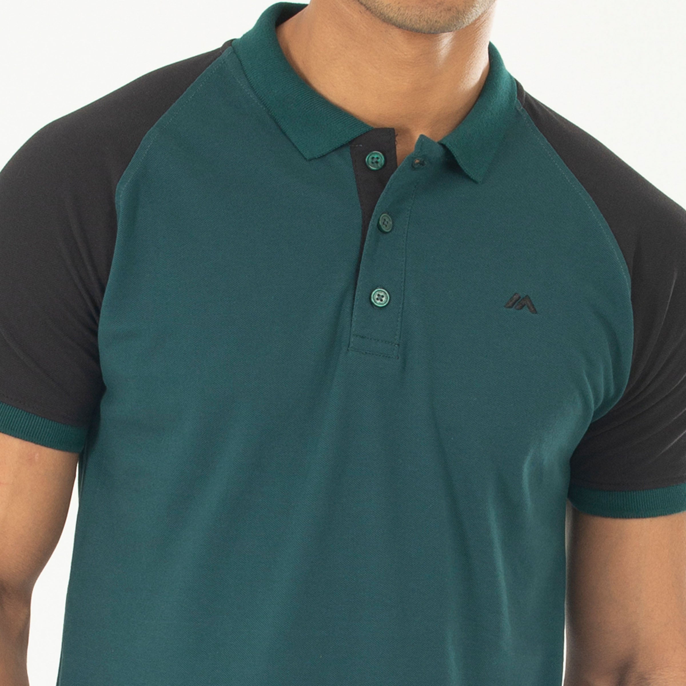Raglan Polo shirt- Midnight Green