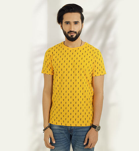 Printed T-shirt daily- Yellow - Masculine