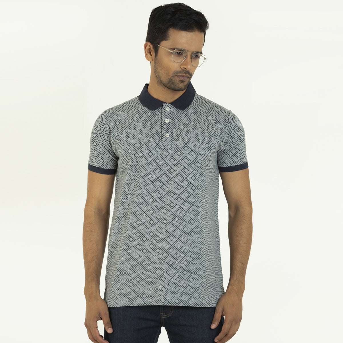 Printed Polo- Ash - Masculine